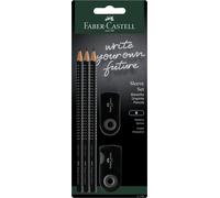 FABER-CASTELL 217086 Sleeve Pencil Set with Sharpener, Eraser and 3 Pencils, Gri