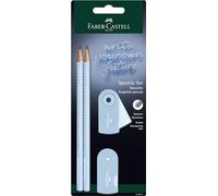 Faber-Castell 218471 - Set di matite Sparkle, con temperino, gomma e 2 matite, colore: blu