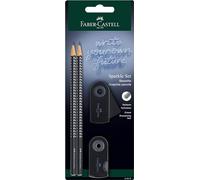 Faber-Castell 218472 - Set di matite Sparkle, con temperino, gomma e 2 matite, colore: Nero