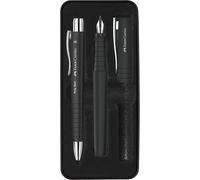 Faber-Castell Set da scrittura 241050 Poly Pen - stilografica (pennino largo) + sfera 0,7 mm nero
