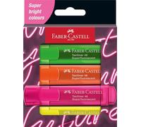 Faber-Castell 254600 - Set di evidenziatori 46, confezione da 4 pezzi, colori neon, con punta a scalpello a lunga durata, larghezza linea 1 - 5 mm, ricaricabili