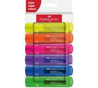 Faber-Castell 254646 - Set 46 evidenziatori, confezione da 6, colori neon, con punta a cuneo a lunga durata, larghezza linea 1-5 mm, ricaricabili