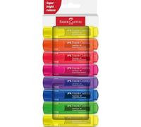 Faber-Castell 254648 - Set 46 evidenziatori, confezione da 8, colori neon, con punta a cuneo a lunga durata, larghezza linea 1-5 mm, ricaricabile