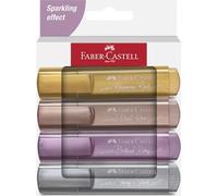 FABER-CASTELL Evidenziatore Textliner 46, punta a scalpello, tratto 1,0-3,0-5,0 mm, colori assortiti metallic, Faber Castell, astuccio 4 colori - 254674