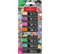 Faber-Castell 254692 Set di 8 Evidenziatori Neon Graffiti, Punta a Scalpello di Precisione, Set Evidenziatori Fluorescenti Graffiti, Design Ergonomico Piatto