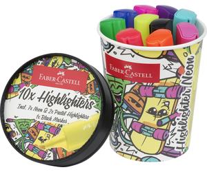 Faber-Castell 254695 Highlighter Set Ice Cream Cup, 10 Marker Pens in Neon and P