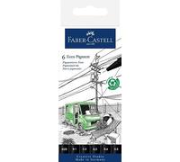 Faber-Castell 266006 - Penna a inchiostro Ecco Pigment, nero, 0,05, 0,1, 0,2, 0,3, 0,4 e 0,5 mm, astuccio da 6 matite