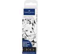 Faber-Castell Pitt Artist Manga Set Penna, 4x XS M SC SB, Nero