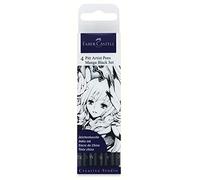 Faber-Castell Pitt Artist Manga Set Penna, 4x XS M SC SB, Nero