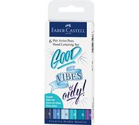 Faber-Castell 267123 Bustina con 6 Pitt Artist Penna Hand Lettering, Blu