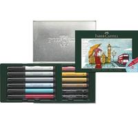 Faber-Castell 267137 - Set regalo London, 12 penne a inchiostro Pitt Artist Pen, spessori FM, S, B