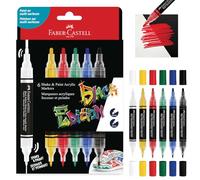 Faber-Castell 285507 Black Edition Shake & Paint Pennarelli Acrilici, Set di 6 Pennarelli a Colori Base, Doppia Punta 3Mm E 1Mm, Impermeabili, Colore Vivace E Duraturo