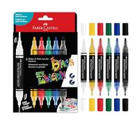 FABER-CASTELL 285507 - Pennarello acrilico Shake&Paint Black Edition, 6 penne acriliche, pennarello con 2 punte rotonde (3 mm e 1 mm)