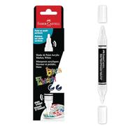 Faber-Castell 285511 Black Edition Shake & Paint Pennarello Acrilico, Pennarello White Moon, Doppia Punta 3Mm E 1Mm, Impermeabile, Colore Vivido E Duraturo