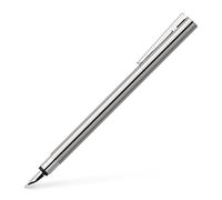 Faber-Castell 342003 - Stilografica Neo Slim in acciaio inossidabile, larghezza pennino B, argento lucido