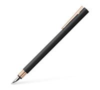 Faber-Castell 343101 - Stilografica Neo Slim in metallo, pennino F, nero con oro rosa