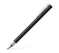 Faber-Castell 343103 - Penna stilografica Neo Slim in metallo, larghezza pennino B, nera con oro rosa