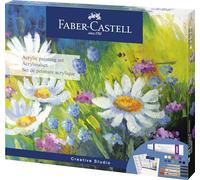 Faber-Castell 379280 - Set di colori acrilici 18 pezzi, con 12 colori acrilici, tela 20 x 25 cm, tavolozza di miscelazione e 4 pennelli