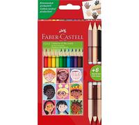Faber-Castell 511514 - Set di matite colorate triangolari, 15 pezzi, incl. Bicolore pelle, per bambini e adulti