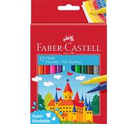 Faber-Castell 554201 - Set di pennarelli Castle, 12 pennarelli lavabili per bambini e adulti