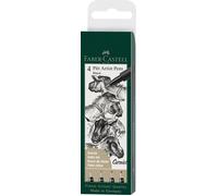 Faber-Castell 167115 - Penna Pitt artist, confezione da 4, contenuto: M, F, S, XS, nero