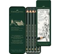 Faber Castell 9000 - Matita in grafite in astuccio di latta Jumbo, 5 pezzi