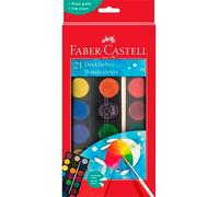 Faber-Castell Scatola colori ad acquerello 125027 – 21 colori, pennelli inclusi