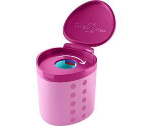 FABER-CASTELL - Affilacese Grippy con protezione antitaglio, rosa | Temperamatite con contenitore, per matite colorate extra spesse con diametro di 17,8 mm