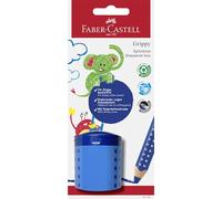 FABER-CASTELL - Affilapenne Grippy con protezione antitaglio, blu | Temperamatite con contenitore, per matite colorate extra spesse con diametro di 17,8 mm