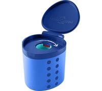 FABER-CASTELL - Affilapenne Grippy con protezione antitaglio, blu | Temperamatite con contenitore, per matite colorate extra spesse con diametro di 17,8 mm