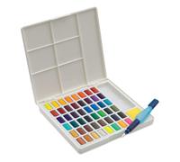 Astuccio 48 Acquerelli In Pastiglia + Pennello Waterbrush E Tavolozza Staccabile