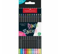 Astuccio 12 matite triangolari Black Edition pastel e neon Faber-Castell