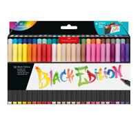 Faber-Castell 116454 - Astuccio supporto 50 pennarelli pennello Black Edition assortiti - colori assortiti