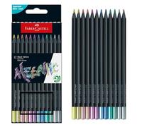 Faber-Castell Black Edition - Matite colorate metallizzate, 12 pezzi, legno nero e nucleo super morbido, matite colorate metallizzate, matite colorate per bambini, principianti e artisti