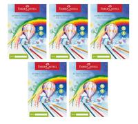 FABER-CASTELL - Blocco da disegno DIN A4, 5 blocchi da 100 fogli, 80 g/m² | 5 blocchi da disegno DIN A4 da 100 fogli, carta da 80 g/m², per disegnare, dipingere e abbozzare