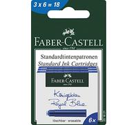 FABER-CASTELL Inchiostro rosso in boccetta di vetro (etichetta in lingua italiana non garantita) Cartucce d'inchiostro standard 3x6 Tintenpatronen Standard 3x6er blu reale