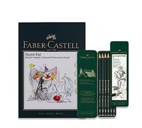 Faber-Castell Castell 9000 - Blocco da disegno A5, 40 fogli, 160 g/m², set artistico in latta da 6, per libri da colorare per adulti, forniture artigianali, disegno, schizzi, matite resistenti alla