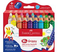Faber-Castell - Colour Pencil Grippy Set Of 16 With Sharpener (110645) Toy NUOVO