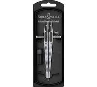 FABER-CASTELL - Compasso a regolazione rapida GRIP argento | Compasso con ricambi e mine per la scuola, la formazione e il disegno tecnico