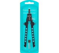 Faber-Castell Compasso a regolazione rapida turchese-blu con scatola per mine riempita e contenitore | 174335 | diametro 340 mm | morsetto antiscivolo per ago e mina