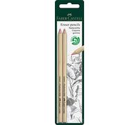 Faber-Castell - Confezione di 2 gomme a forma di matita, per cancellare con precisione, Black-lead