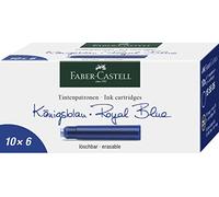 FABER-CASTELL Confezione di 6 cartucce di inchiostro blu, standard, blu, cancellabili, per penne stilografiche con sistema di cartuccia standard, inchiostro di qualità made in Germany
