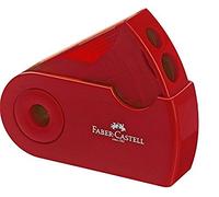 Faber-Castell Doppia temperamatite Sleeve (rosso) - Temperamatite per matite di piombo e colore, plastica, senza corrente, rosso