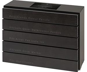 Faber-Castell Edizione limitata, cassetta in raso scuro, multicolore, custodia in legno di 396, per arte, artigianato, disegno, schizzi, casa, scuola, università, colorazione