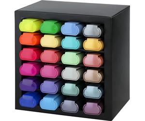 FABER-CASTELL - evidenziatori, 24 evidenziatori in un organizer | Evidenziatori con colori neon, pastello e metallizzati, con punta a cuneo per segni da 1 a 5 mm