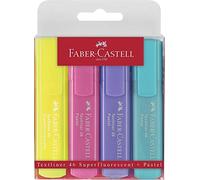 Faber-Castell 154610 - Set di evidenziatori TL 1546, confezione da 4, colori pastello, con punta a cuneo a lunga durata, larghezza linea 1 - 5 mm