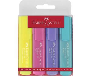 Faber Castell - Evidenziatori Textliner 1546 superflourescent + pastel Set 4 pz- colori ass.