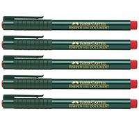FABER-CASTELL - Finepen, pennarello a punta fine rosso 0,4 mm, 5 pezzi