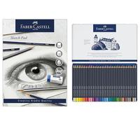 Faber-Castell Goldfaber, set di matite colorate, 36 pezzi e blocco per schizzi, formato A4, blocco di carta gommata, 100 g/m², 50 fogli