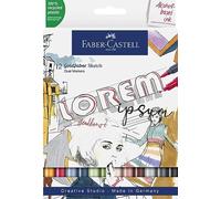 Faber-Castell 164712 - Goldfaber Sketch Marker, confezione da 12 pennarelli ad alcool con punta a pennello e punta fineliner